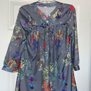 Gray loose-fitting multicolor smock